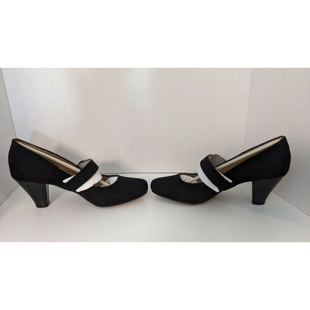East 5th Womens Size 8 Medium Lefty Black Suede Buckle Pumps shoes With Box - Picture 8 of 11